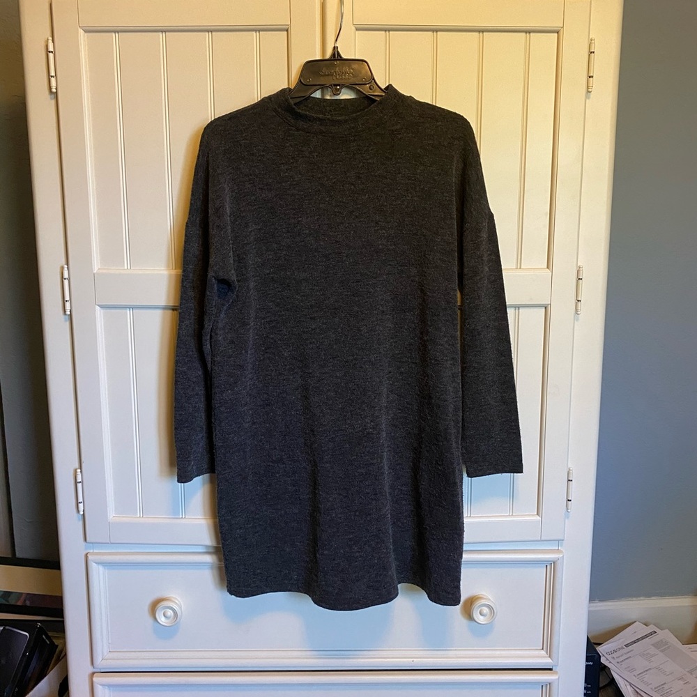Grey Mock Neck Sweater Dress